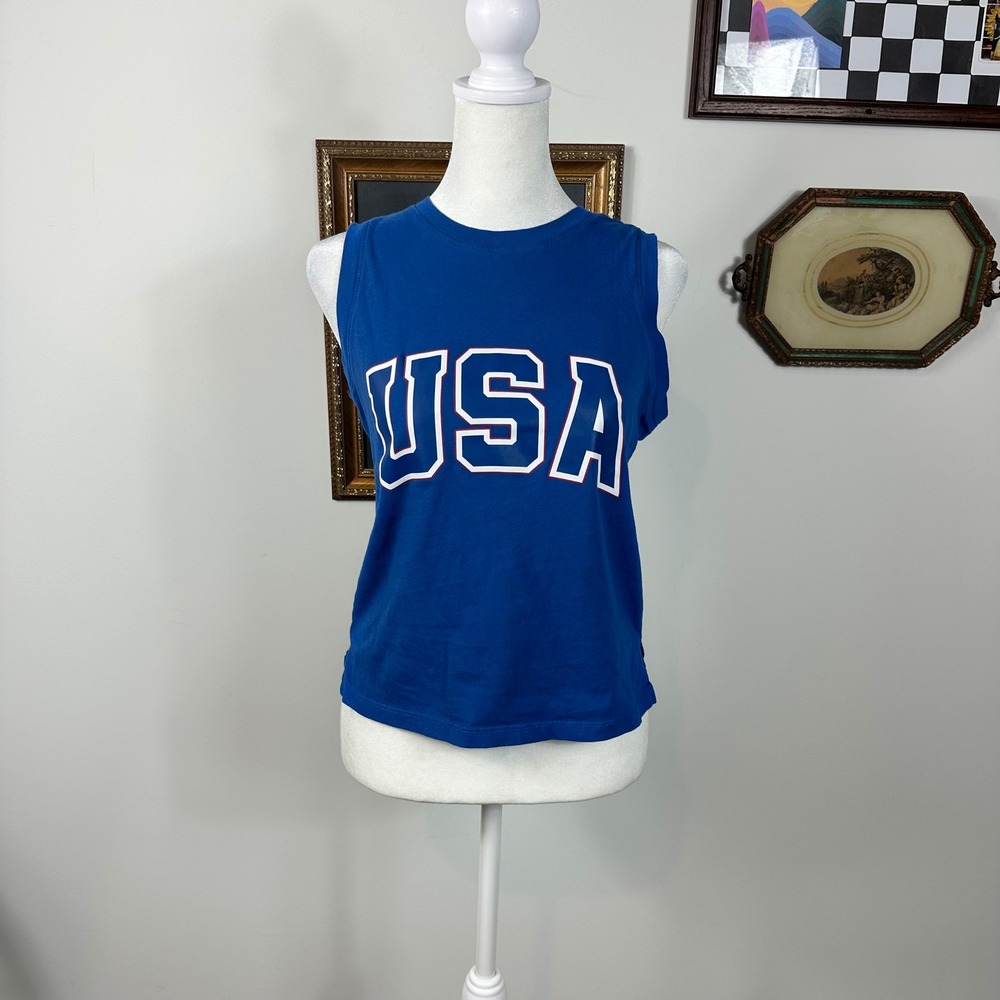 Blue USA Tank Top - SIZE‎ S Fourth of July Summer Vacation Beach Patriotic